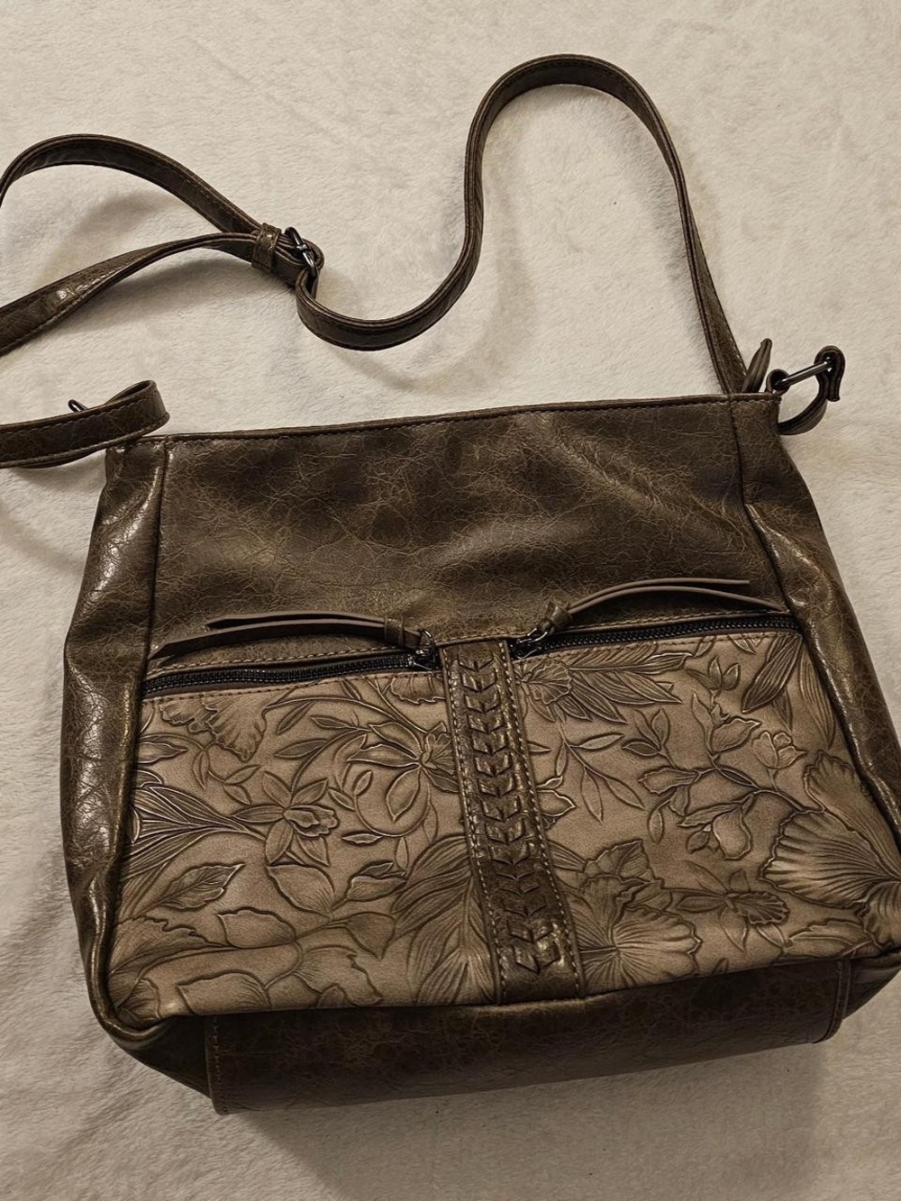 Women's Floral Embossed Crossbody Bag